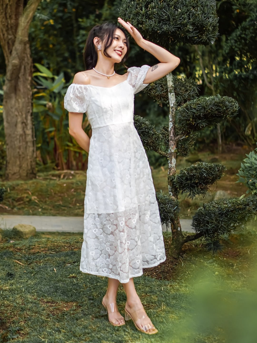 Lucey Off Shoulder Lace Dress | Jolivia Co