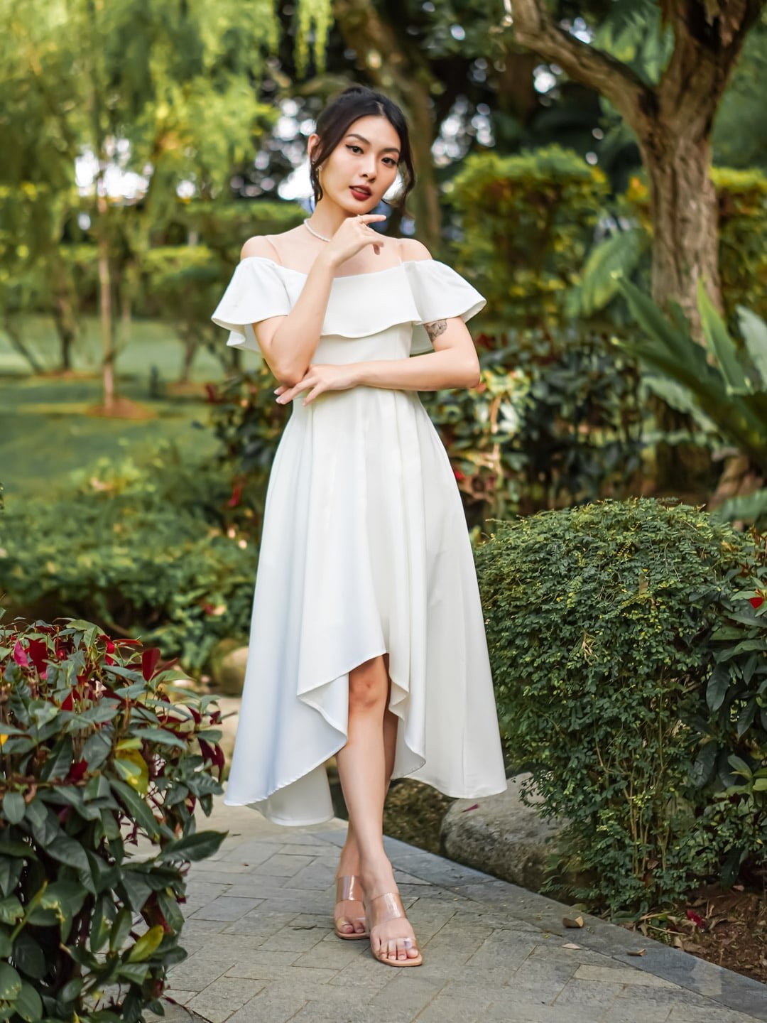 Neve Off Shoulder Asymmetrical Dress | Jolivia Co